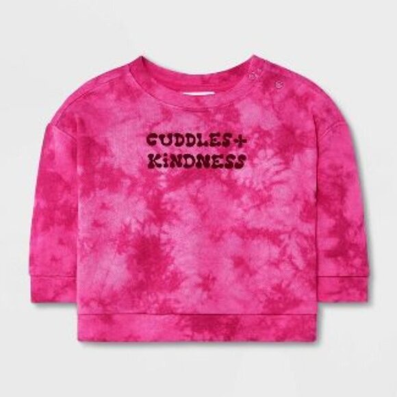 16. NWT Cat & jack Pink Tie Dye Crewneck Sweatshirt - Picture 1 of 3